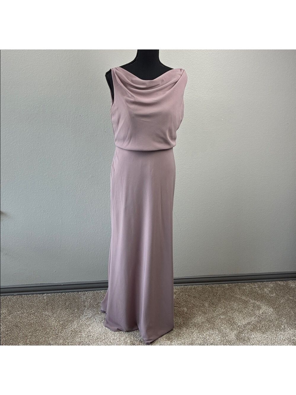 Jenny Yoo Madelyn Long Gown Sleeveless Cowl Neck Deep V Back Lavender Dress 10 - Picture 5 of 10